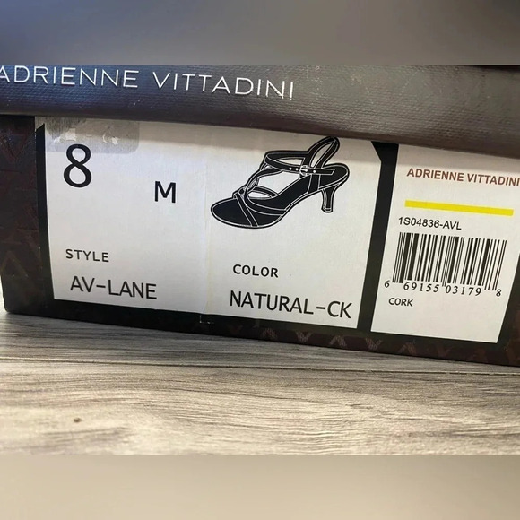 NEW Adrienne Vittadini AV Lane Cork Heeled Strap Sandals Size 8 Natural Open Toe - Picture 9 of 9